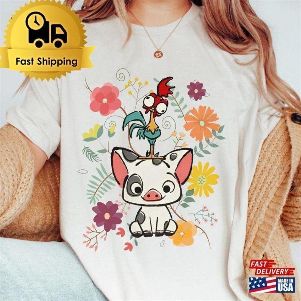 Disney Moana 70s Style Floral Pua And Hei Retro Movie Birthday Unisex T-Shirt